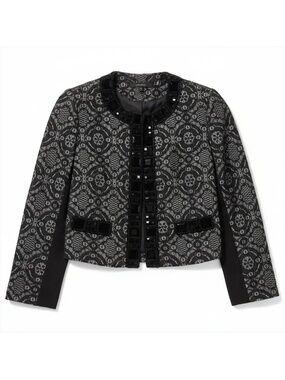 Michael Simon Lace Beaded Jacket Black Evening Bolero Party Petite L